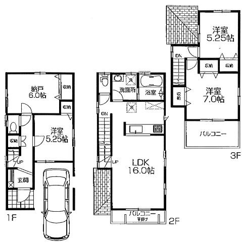 Floor plan. 33,300,000 yen, 3LDK + S (storeroom), Land area 82.56 sq m , Building area 108.47 sq m