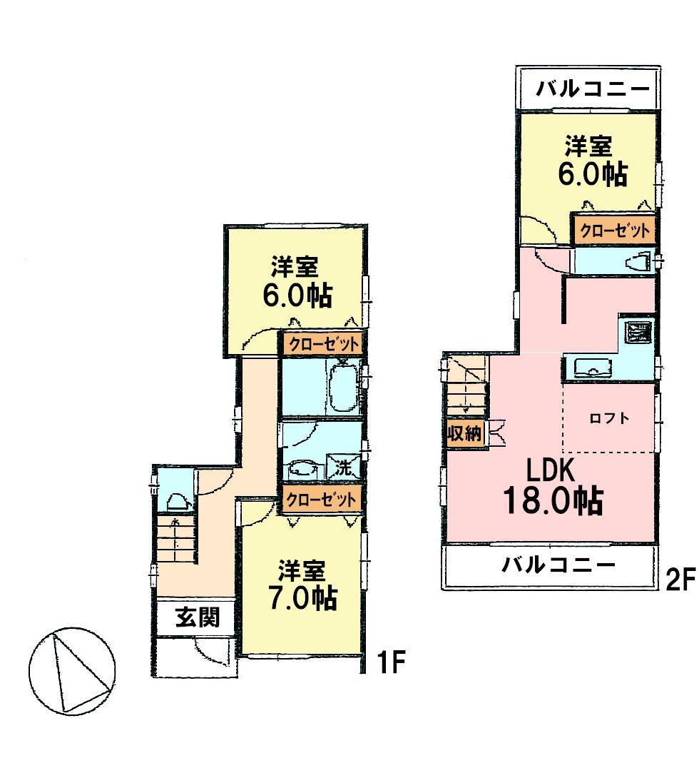 Floor plan. (A Building), Price 30,800,000 yen, 3LDK, Land area 108.2 sq m , Building area 86.22 sq m
