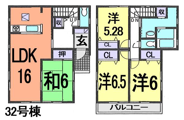 Floor plan. (32 Building), Price 25,300,000 yen, 4LDK, Land area 100.07 sq m , Building area 99.36 sq m
