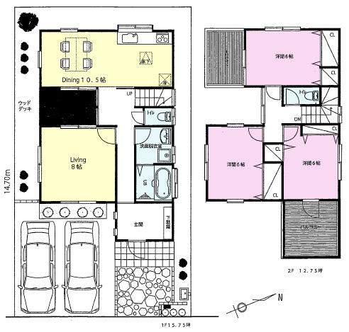 Floor plan. (D Building), Price 38,800,000 yen, 4LDK, Land area 124.48 sq m , Building area 94.19 sq m