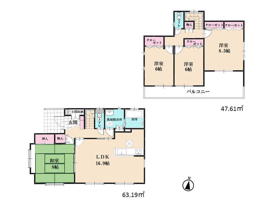 Floor plan. 33,800,000 yen, 4LDK, Land area 186.04 sq m , Building area 110.8 sq m