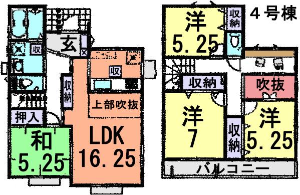 Floor plan. (4 Building), Price 20,900,000 yen, 4LDK, Land area 132.05 sq m , Building area 100.39 sq m