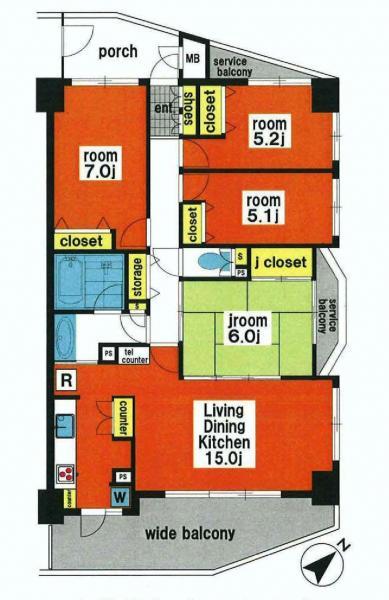 Floor plan. 4LDK, Price 14.5 million yen, Occupied area 86.14 sq m , Balcony area 10.77 sq m