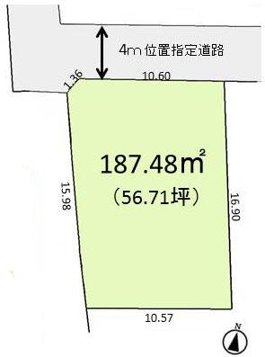 Compartment figure. Land price 19,800,000 yen, Land area 187.48 sq m