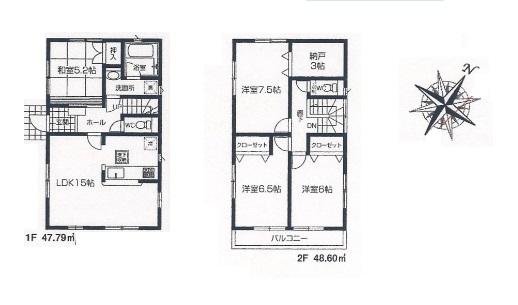 Floor plan. 27,800,000 yen, 4LDK+S, Land area 109.85 sq m , Building area 96.39 sq m