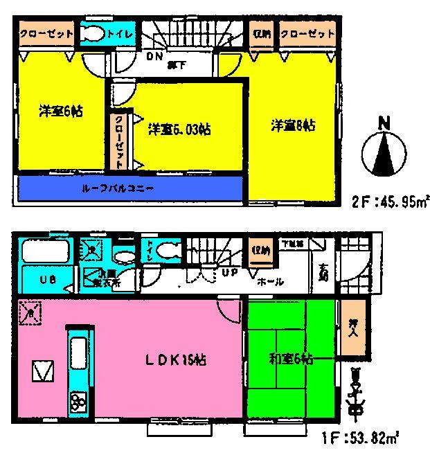 Floor plan. 21,800,000 yen, 4LDK, Land area 126.67 sq m , Building area 99.77 sq m