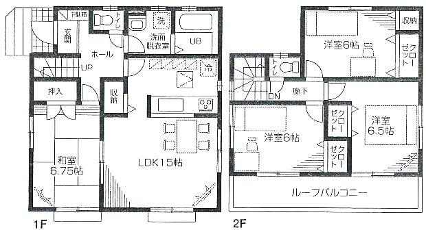 Floor plan. (1 Building), Price 26,800,000 yen, 4LDK, Land area 121.13 sq m , Building area 96.05 sq m