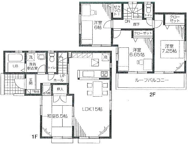 Floor plan. (Building 2), Price 25,400,000 yen, 4LDK, Land area 121.12 sq m , Building area 95.43 sq m