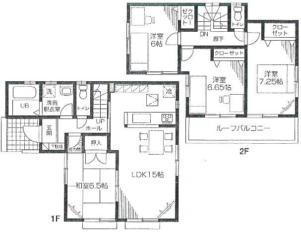 Floor plan. (Building 2), Price 25,400,000 yen, 4LDK, Land area 121.12 sq m , Building area 95.43 sq m