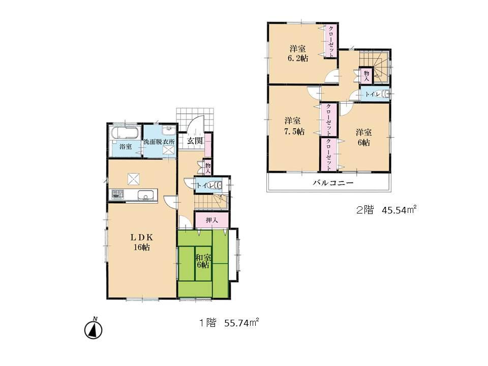 Floor plan. 24,800,000 yen, 4LDK, Land area 144.25 sq m , Building area 101.28 sq m