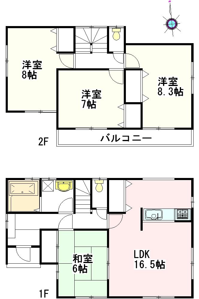 27,800,000 yen, 4LDK, Land area 179.23 sq m , And building area of ​​105.98 sq m whole room is facing the south, Oblique ・ It is taken between friendly ventilation. 