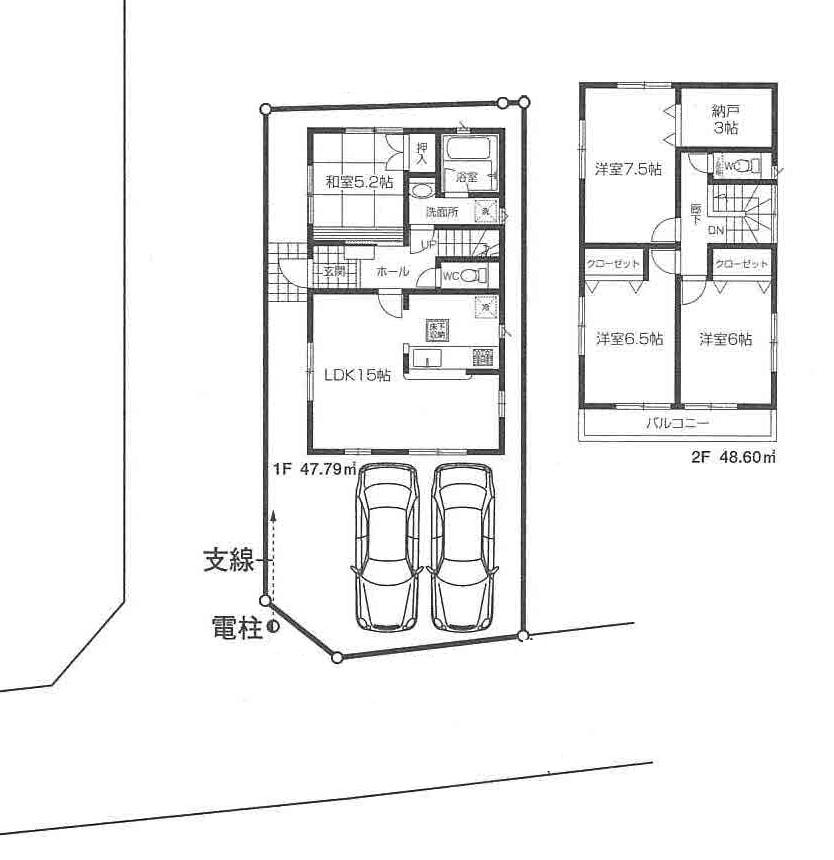 Floor plan. (2), Price 27,800,000 yen, 4LDK+S, Land area 109.85 sq m , Building area 96.39 sq m