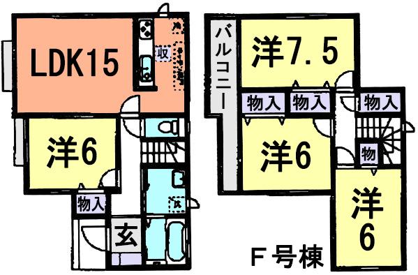 Floor plan. (F Building), Price 20.8 million yen, 4LDK, Land area 120.1 sq m , Building area 95.23 sq m
