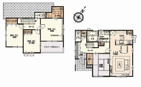 Floor plan. (3 Building), Price 33,800,000 yen, 4LDK, Land area 173.6 sq m , Building area 105.99 sq m