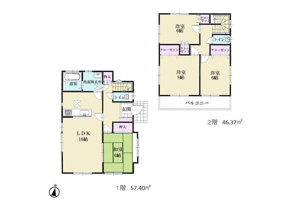 Floor plan. 26,800,000 yen, 4LDK, Land area 139.48 sq m , Building area 103.77 sq m