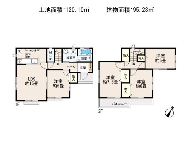 Floor plan. 20.8 million yen, 4LDK, Land area 120.1 sq m , Building area 95.23 sq m