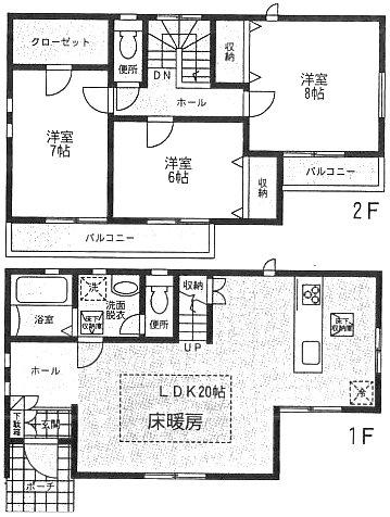 Floor plan. 25,800,000 yen, 3LDK, Land area 122.97 sq m , Building area 97.7 sq m