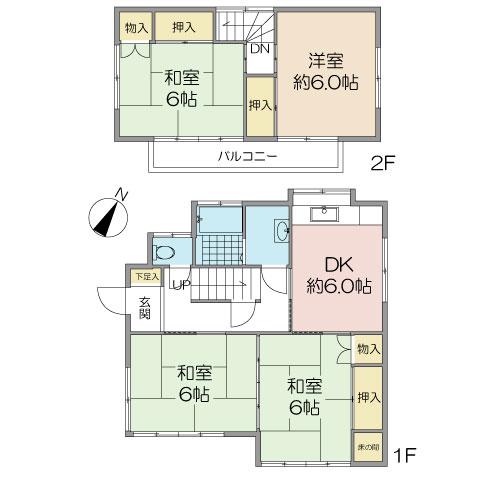 Floor plan. 12.9 million yen, 4DK, Land area 149.19 sq m , Building area 73.95 sq m