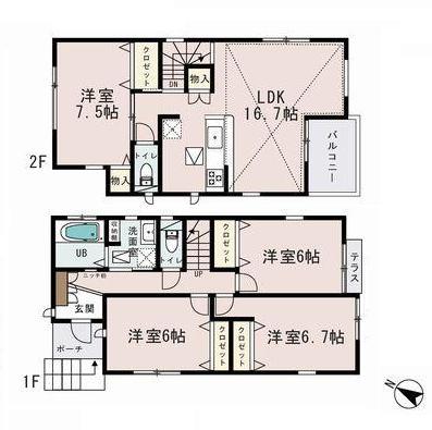 Floor plan. 35,800,000 yen, 4LDK, Land area 102.77 sq m , Building area 101.85 sq m 2 Building