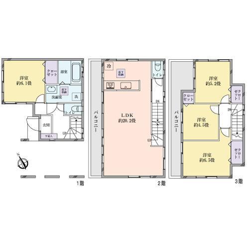 Floor plan. 34,800,000 yen, 4LDK, Land area 74.66 sq m , Building area 99.82 sq m
