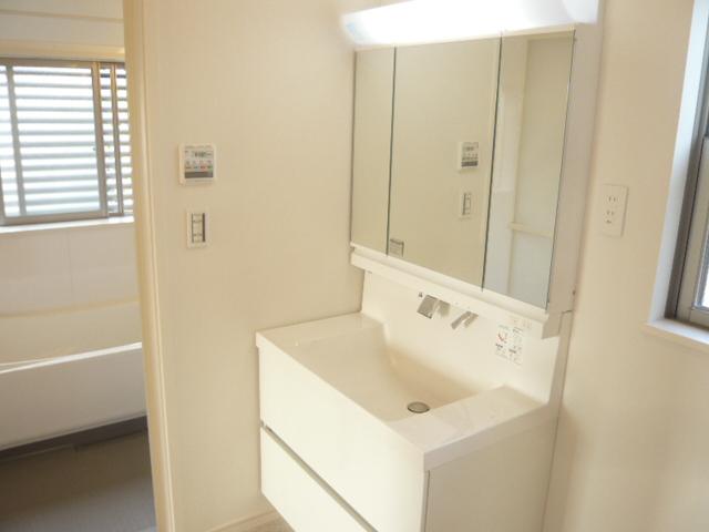 Wash basin, toilet. Vanity unit