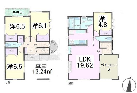 Floor plan. 50,800,000 yen, 4LDK, Land area 100.01 sq m , Building area 113.03 sq m