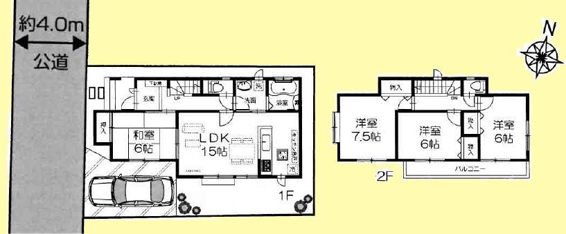 Floor plan. 37,800,000 yen, 4LDK, Land area 104.69 sq m , Building area 96.46 sq m