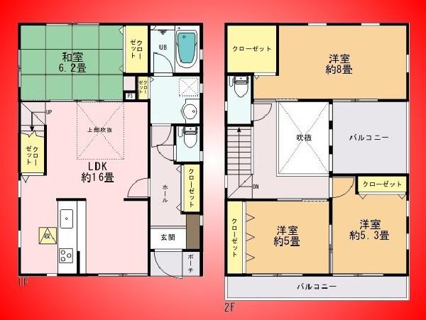 Floor plan. 56,800,000 yen, 4LDK, Land area 118.8 sq m , Building area 101.85 sq m