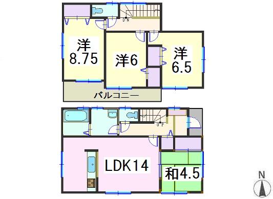 Floor plan. (1 Building), Price 52,800,000 yen, 4LDK, Land area 100.09 sq m , Building area 91.49 sq m