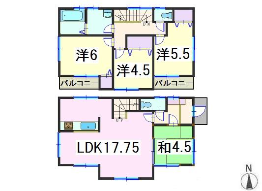 Floor plan. (3 Building), Price 50,800,000 yen, 4LDK, Land area 114.24 sq m , Building area 89.42 sq m