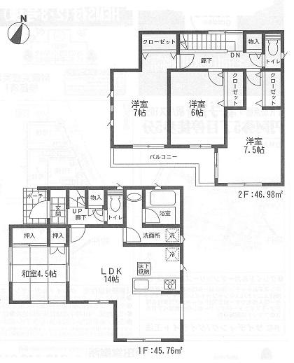 Floor plan. 28.8 million yen, 4LDK, Land area 100.04 sq m , Building area 92.74 sq m