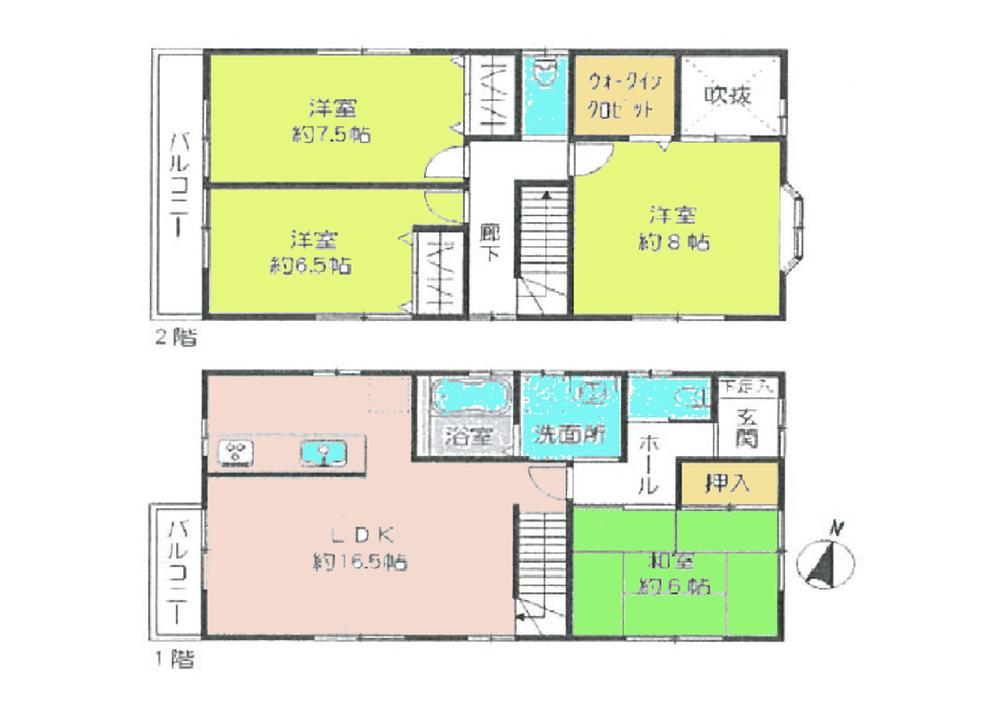 Floor plan. 33,800,000 yen, 4LDK, Land area 137.14 sq m , Building area 105.99 sq m