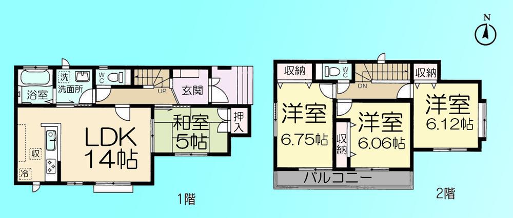 Floor plan. 42,300,000 yen, 4LDK, Land area 92.08 sq m , Building area 91.7 sq m