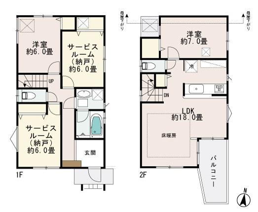 Floor plan. 40,800,000 yen, 2LDK+S, Land area 101.96 sq m , Building area 97.2 sq m