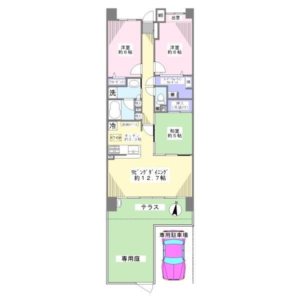 Floor plan. 3LDK+S, Price 22,800,000 yen, Footprint 77.9 sq m , Balcony area 32.6 sq m