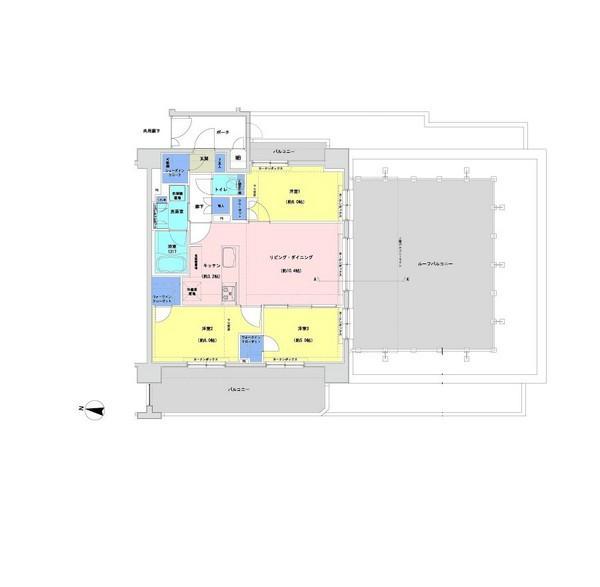 Floor plan. 3LDK, Price 39,900,000 yen, Occupied area 66.96 sq m , Balcony area 58.98 sq m