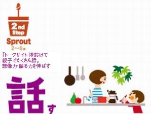 Home Commons design conceptual diagram 2nd step (Sprout) 2 ~ Time for 6-year-old personality is formed. Communication by providing a talk site (such as dining). Imagination to talk a lot in the parent and child, Extend the power to speak