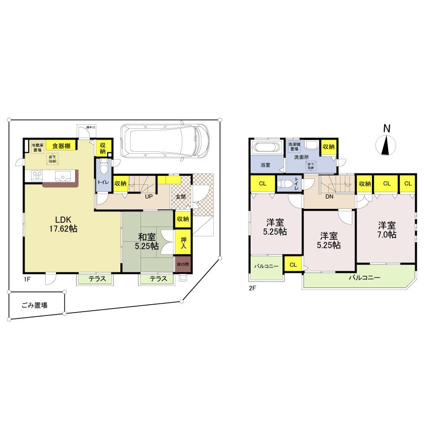 Floor plan. (1 Building), Price 52,060,000 yen, 4LDK, Land area 100.09 sq m , Building area 99.76 sq m