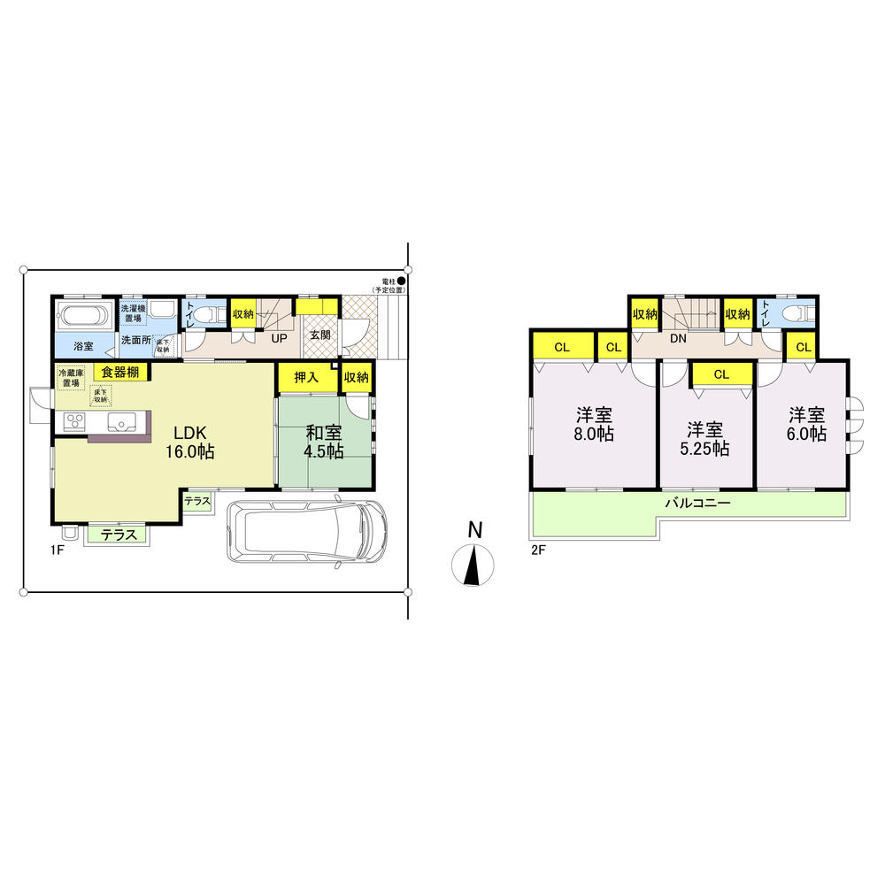 Floor plan. (Building 2), Price 49,240,000 yen, 4LDK, Land area 100.09 sq m , Building area 95.83 sq m