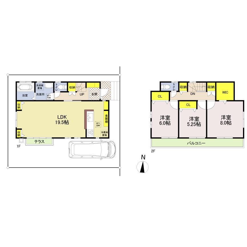 Floor plan. (3 Building), Price 49,620,000 yen, 3LDK, Land area 100.1 sq m , Building area 95.84 sq m