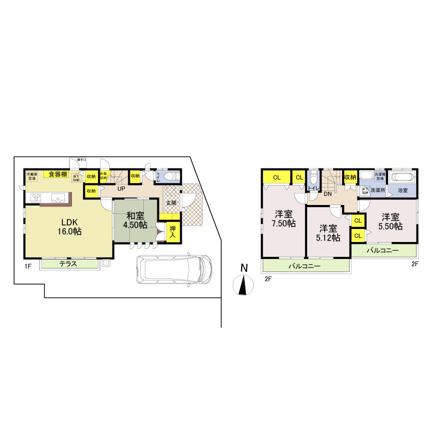 Floor plan. (5 Building), Price 47,810,000 yen, 4LDK, Land area 104.29 sq m , Building area 96.66 sq m