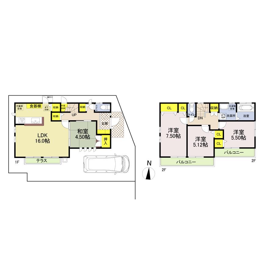 Floor plan. (5 Building), Price 47,810,000 yen, 4LDK, Land area 104.29 sq m , Building area 96.66 sq m
