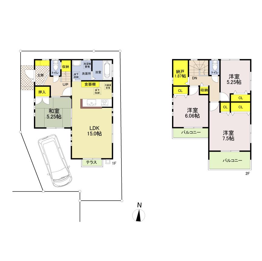 Floor plan. (7 Building), Price 49,530,000 yen, 4LDK, Land area 105.56 sq m , Building area 97.9 sq m