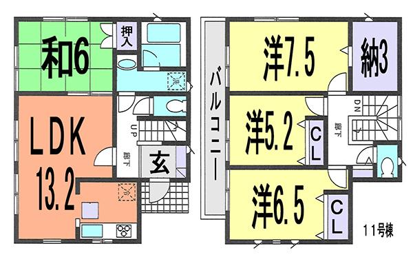 Floor plan. (11 Building), Price 27,800,000 yen, 4LDK, Land area 137.37 sq m , Building area 93.15 sq m