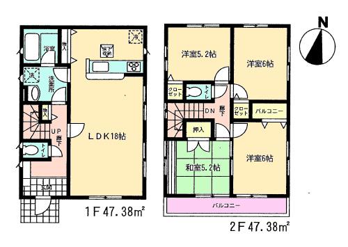 Floor plan. 33,800,000 yen, 4LDK, Land area 115.98 sq m , Building area 94.76 sq m 6 Building