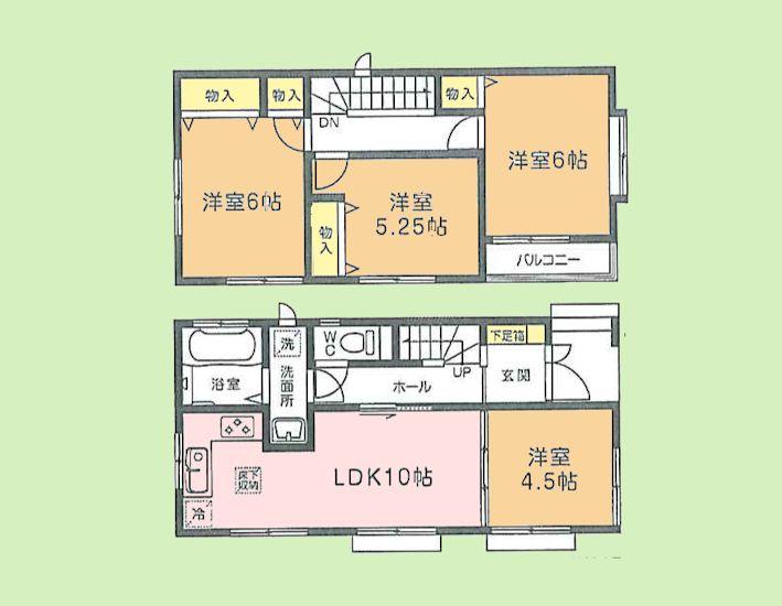Floor plan. (G Building), Price 34,800,000 yen, 4LDK, Land area 77.23 sq m , Building area 77.84 sq m