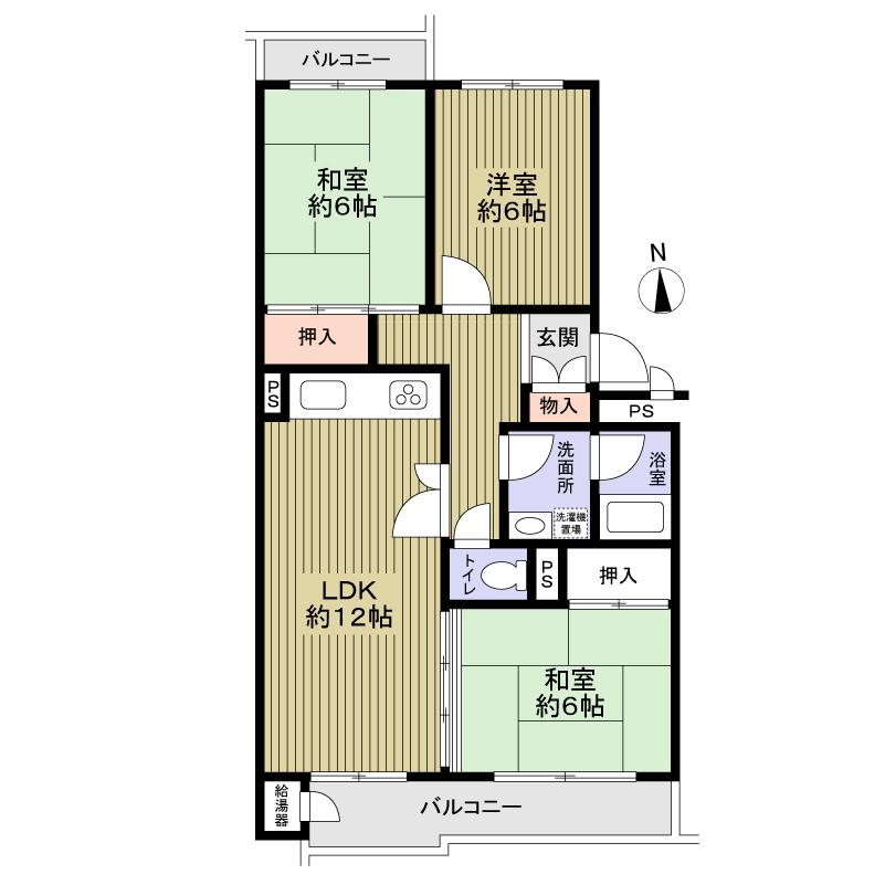Floor plan. 3LDK, Price 10.5 million yen, Occupied area 72.57 sq m , Balcony area 10.89 sq m