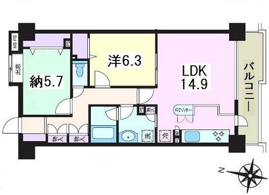 Floor plan. 1LDK+S, Price 22,800,000 yen, Occupied area 65.54 sq m , Balcony area 7.9 sq m