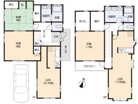 Floor plan. 69,500,000 yen, 2LDK, Land area 139.34 sq m , Building area 141.35 sq m floor plan