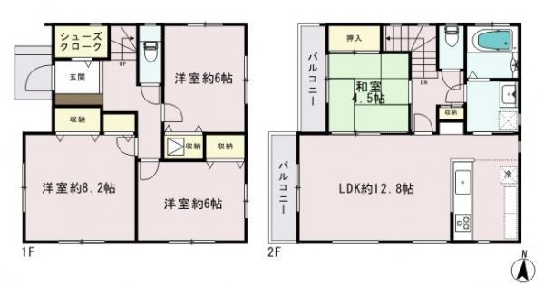 Compartment figure. 44,800,000 yen, 4LDK, Land area 100 sq m , Building area 99.94 sq m